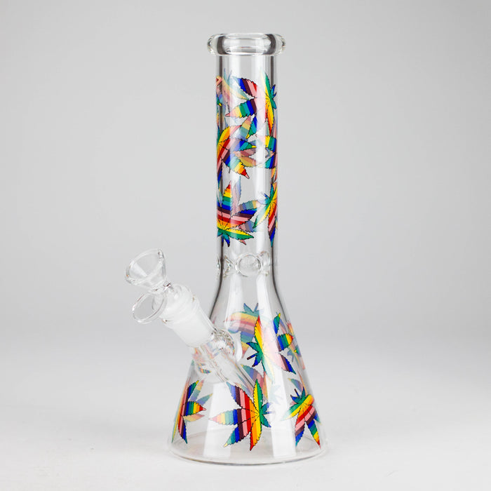 10" Leaves Design Glass Beaker Bong | Jupiter Grass