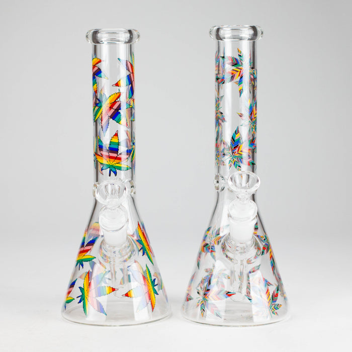 10" Leaves Design Glass Beaker Bong | Jupiter Grass
