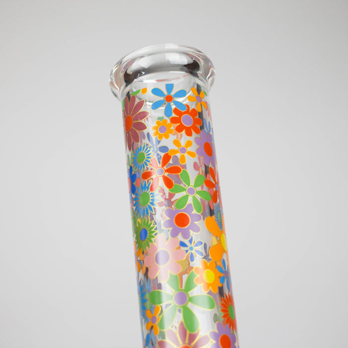 14″ 7mm Glass Beaker Bong with Assorted Flower Design & Ice Catcher | Jupiter Grass