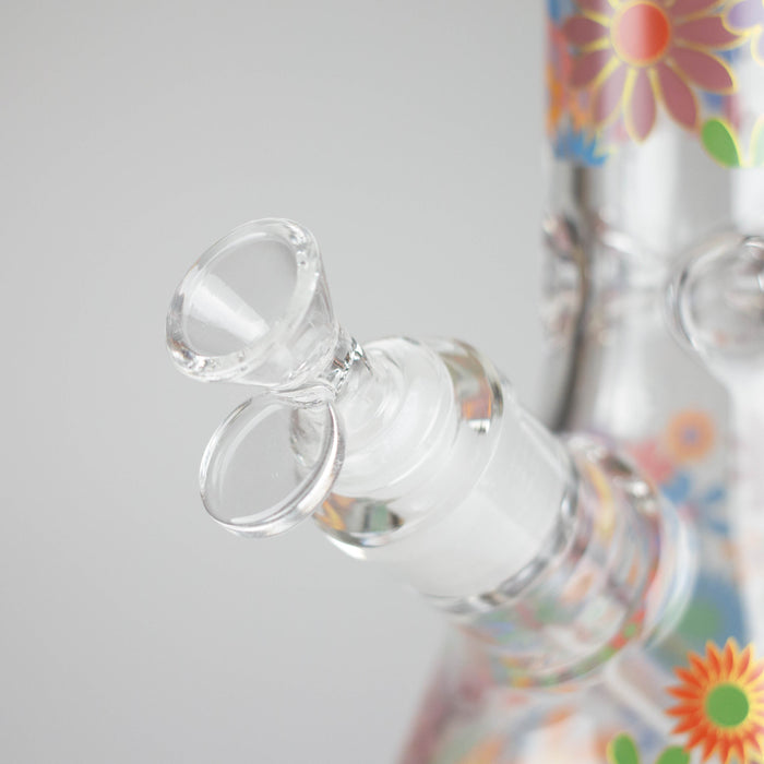 14″ 7mm Glass Beaker Bong with Assorted Flower Design & Ice Catcher | Jupiter Grass