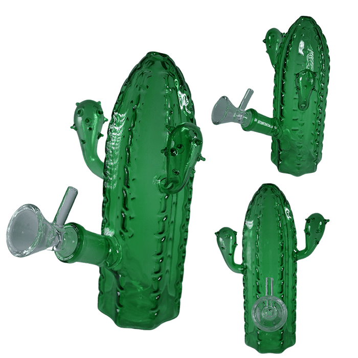 6" Summer Vibes Cactus Glass Water Pipe Green