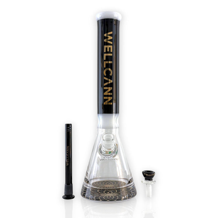 Wellcann | 16" Heavy-Duty 7MM Beaker Water Pipe – Extra Thick Base-Black | Jupiter Grass