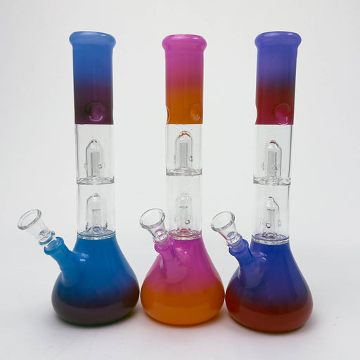 12" Dual Percolator Glass Bong – Gradient Finish, Assorted Colors | Jupiter Grass