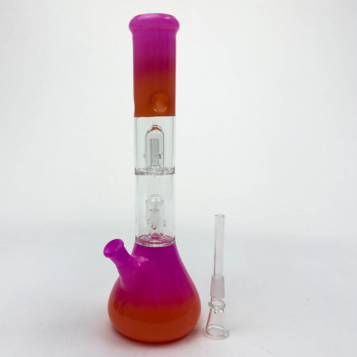 12" Dual Percolator Glass Bong – Gradient Finish, Assorted Colors | Jupiter Grass
