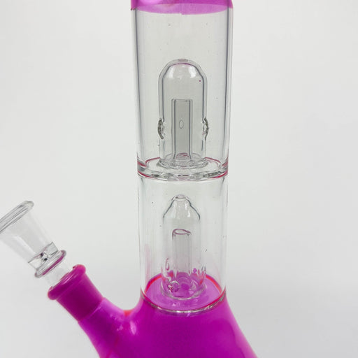 12" Dual Percolator Glass Bong – Transparent, Assorted Colors | Jupiter Grass