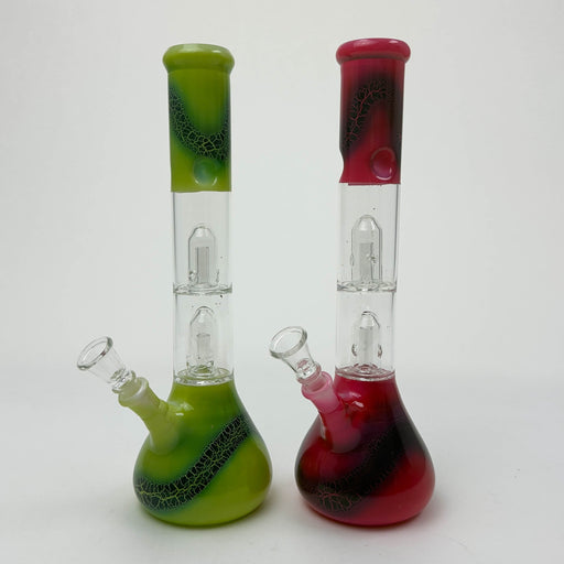 12" Dual Percolator Glass Bong – Assorted Colors | Jupiter Grass
