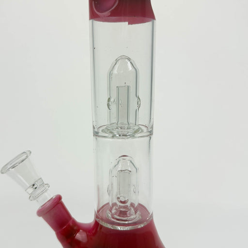 12" Dual Percolator Glass Bong – Assorted Colors | Jupiter Grass