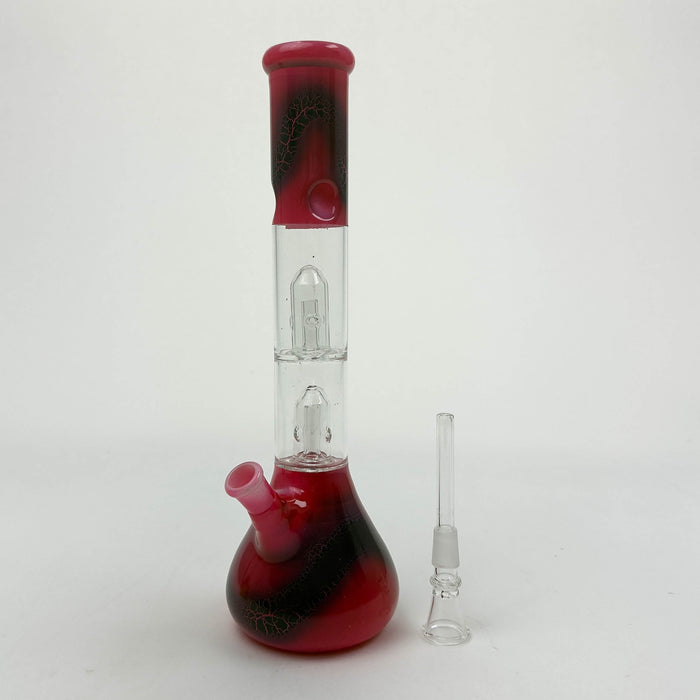 12" Dual Percolator Glass Bong – Assorted Colors | Jupiter Grass