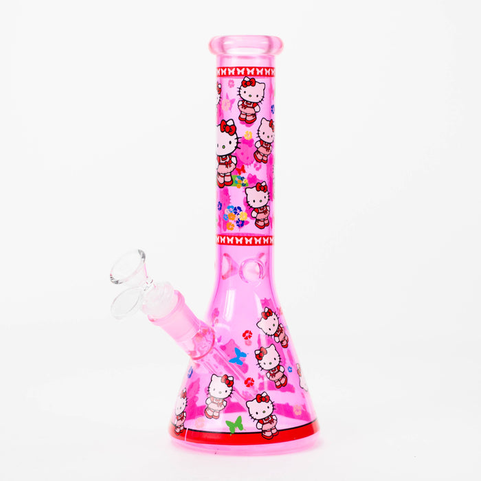 10" Glass Beaker Bong With New Kitty Design | Jupiter Grass