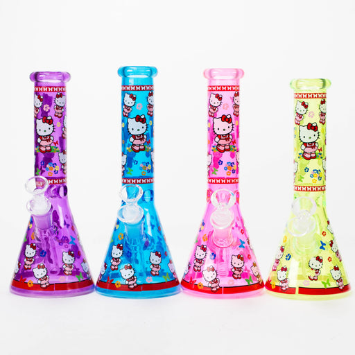 10" Glass Beaker Bong With New Kitty Design | Jupiter Grass