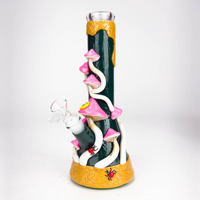 10" 3D Mushroom Design Glass Beaker Bong | Jupiter Grass