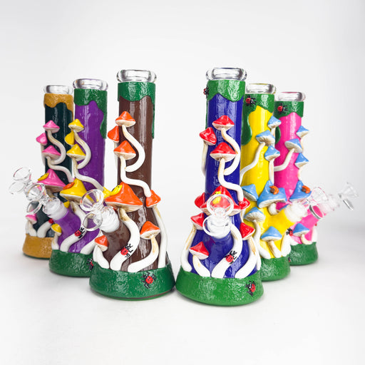 10" 3D Mushroom Design Glass Beaker Bong | Jupiter Grass