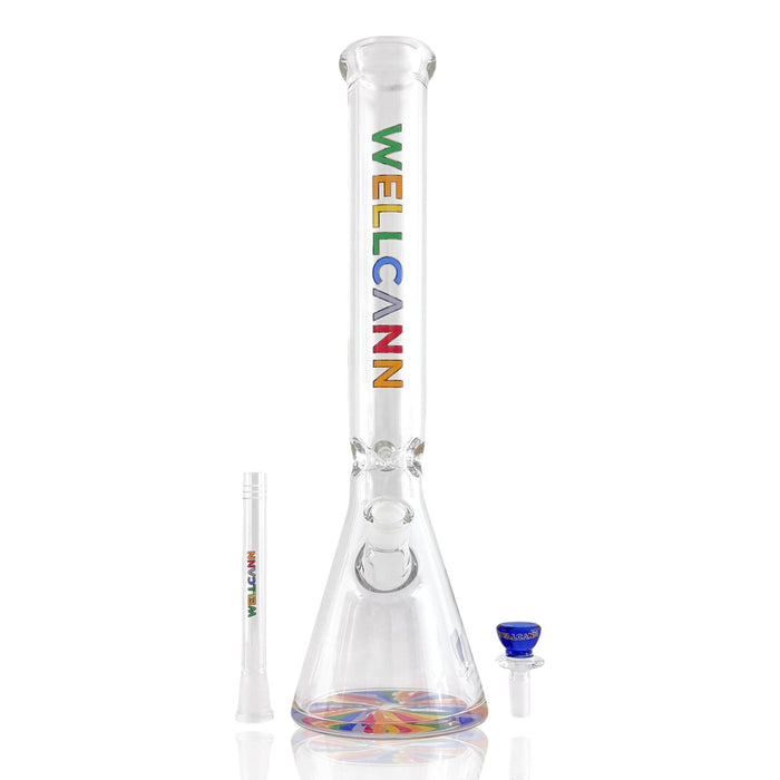 Wellcann | HeavyShield 17" Premium Beaker Bong – 7mm Thick Glass Reinforced Base | Jupiter Grass