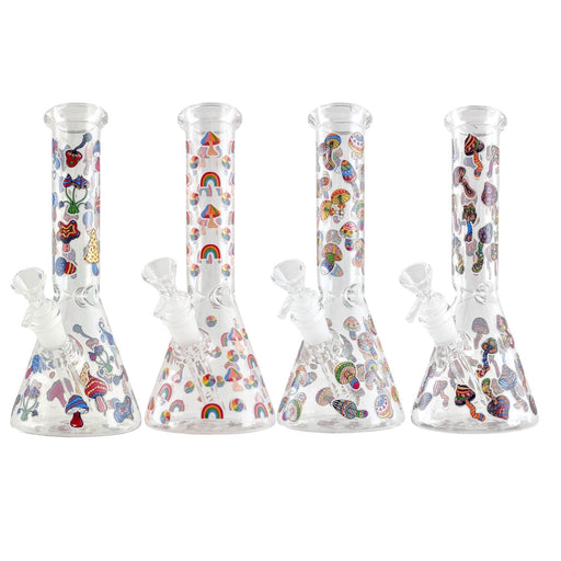 10" Psychedelic Shroomscape Beaker Bong – 4mm Thick Glass | Jupiter Grass
