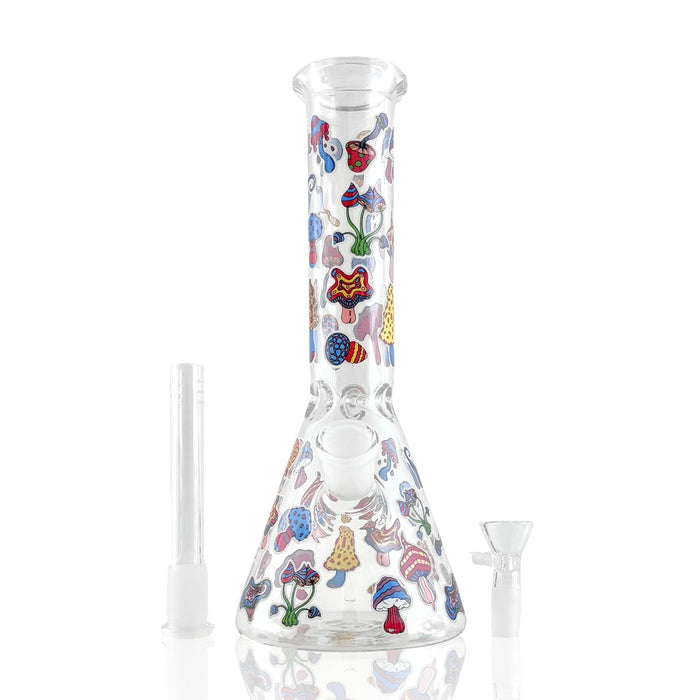 10" Psychedelic Shroomscape Beaker Bong – 4mm Thick Glass | Jupiter Grass
