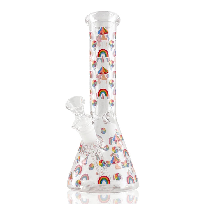 10" Psychedelic Shroomscape Beaker Bong – 4mm Thick Glass | Jupiter Grass