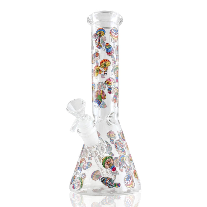 10" Psychedelic Shroomscape Beaker Bong – 4mm Thick Glass | Jupiter Grass