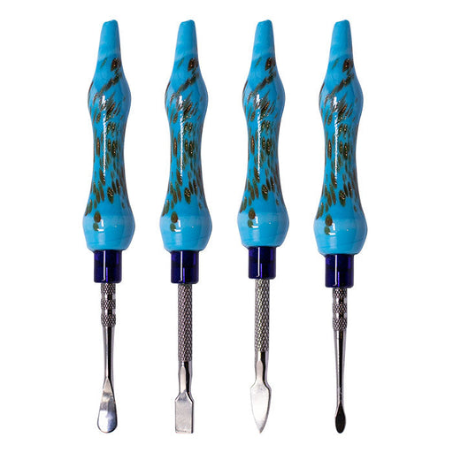 Assorted Design Light Blue 6 Inches Dabbing Stick With Round Scooper - Set-4 | Jupiter Grass
