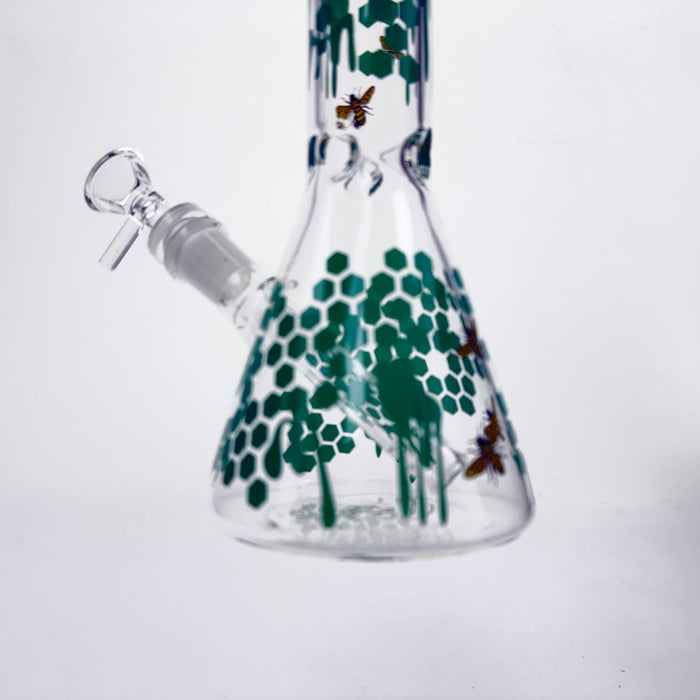 10" Glass Beaker Bong with Honeybee Design [FT07] | Jupiter Grass