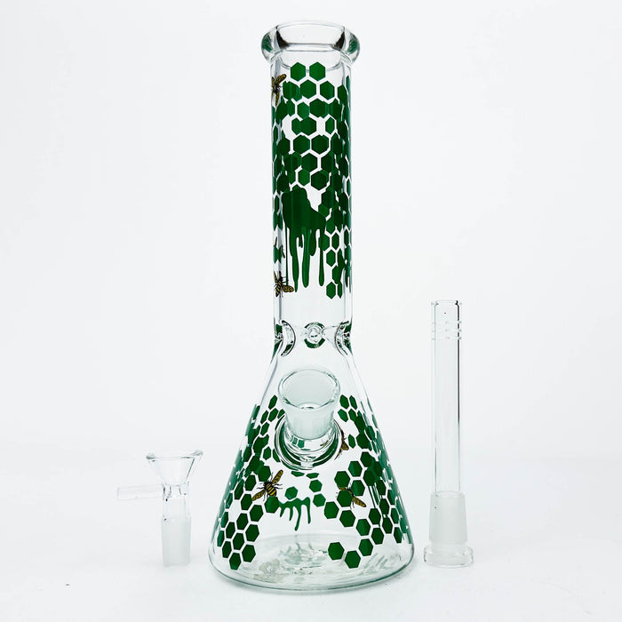 10" Glass Beaker Bong with Honeybee Design [FT07] | Jupiter Grass