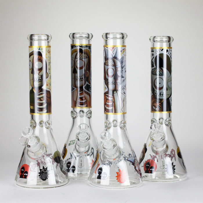 14" 7mm RM Skull Glass Bong Heavy Duty Beaker Water Pipe