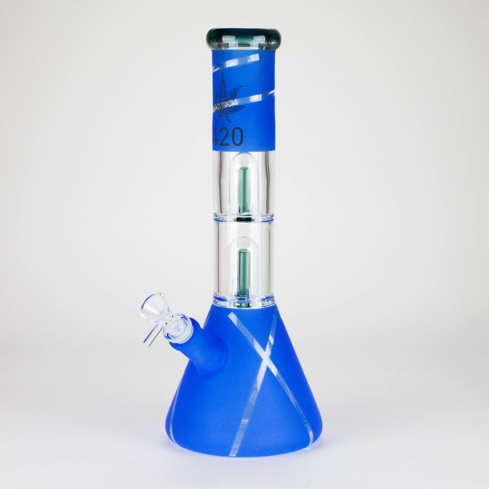 14" 7mm 420 Double Perc Fancy Glass Water Bong