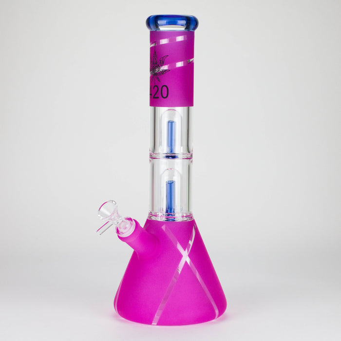 14" 7mm 420 Double Perc Fancy Glass Water Bong