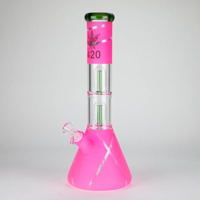 14" 7mm 420 Double Perc Fancy Glass Water Bong
