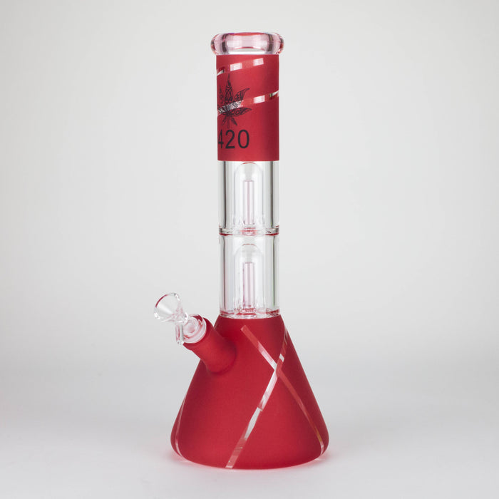 14" 7mm 420 Double Perc Fancy Glass Water Bong