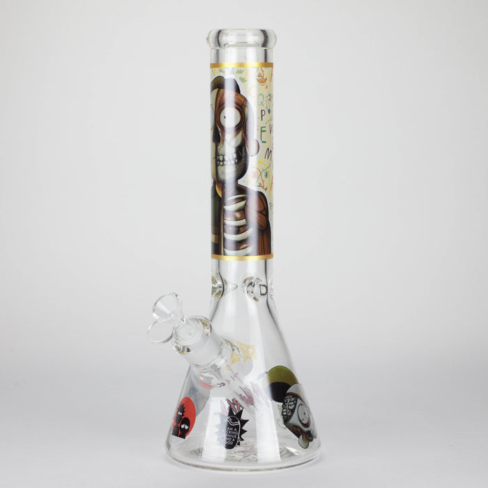 14" 7mm RM Skull Glass Bong Heavy Duty Beaker Water Pipe