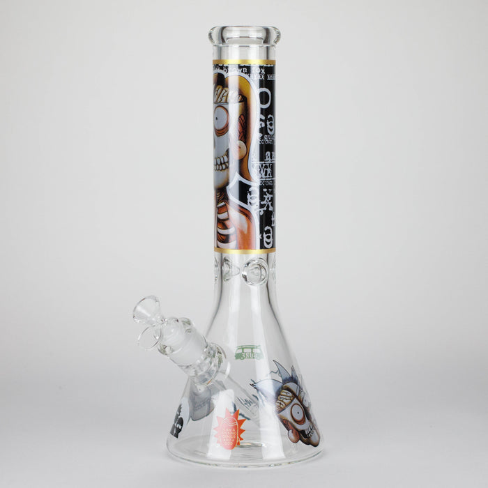 14" 7mm RM Skull Glass Bong Heavy Duty Beaker Water Pipe