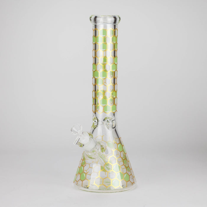 14" Beehive Design 7mm Thick Heavy Duty Glass Beaker Bong