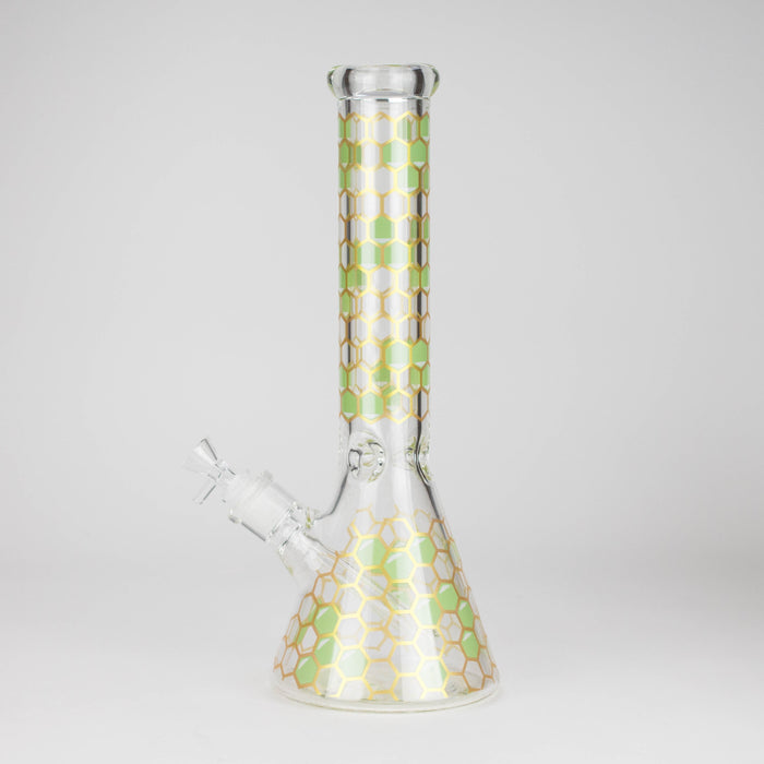 14" Beehive Design 7mm Thick Heavy Duty Glass Beaker Bong