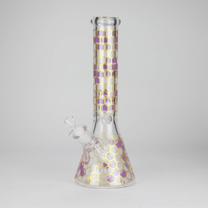 14" Beehive Design 7mm Thick Heavy Duty Glass Beaker Bong