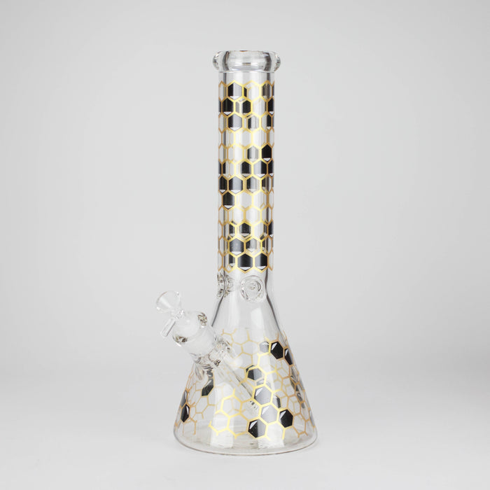 14" Beehive Design 7mm Thick Heavy Duty Glass Beaker Bong