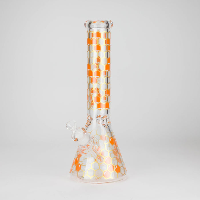 14" Beehive Design 7mm Thick Heavy Duty Glass Beaker Bong