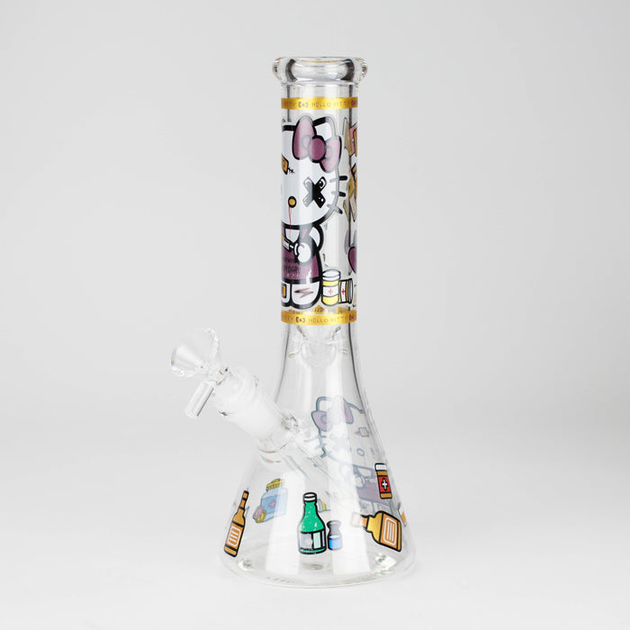 10" Wild Kitty Design Glass Beaker Bong
