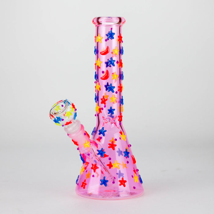 10" 3D Moon Star Glow in the Dark Glass Beaker Bong