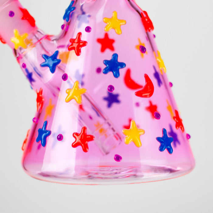 10" 3D Moon Star Glow in the Dark Glass Beaker Bong