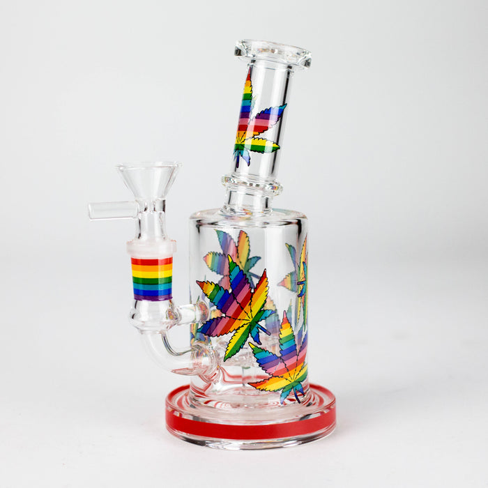 7" 2-in-1 Leaves Design Dab Rig with Perc, Banger and Bowl