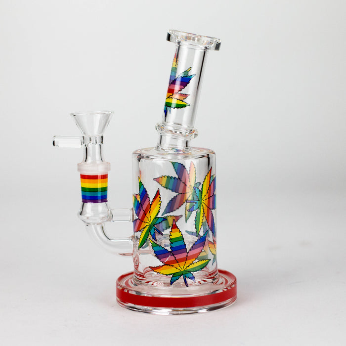 7" 2-in-1 Leaves Design Dab Rig with Perc, Banger and Bowl