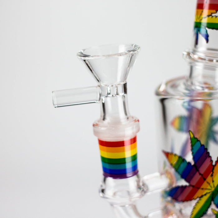 7" 2-in-1 Leaves Design Dab Rig with Perc, Banger and Bowl