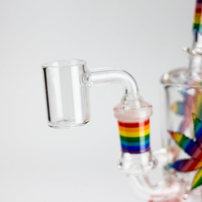 7" 2-in-1 Leaves Design Dab Rig with Perc, Banger and Bowl