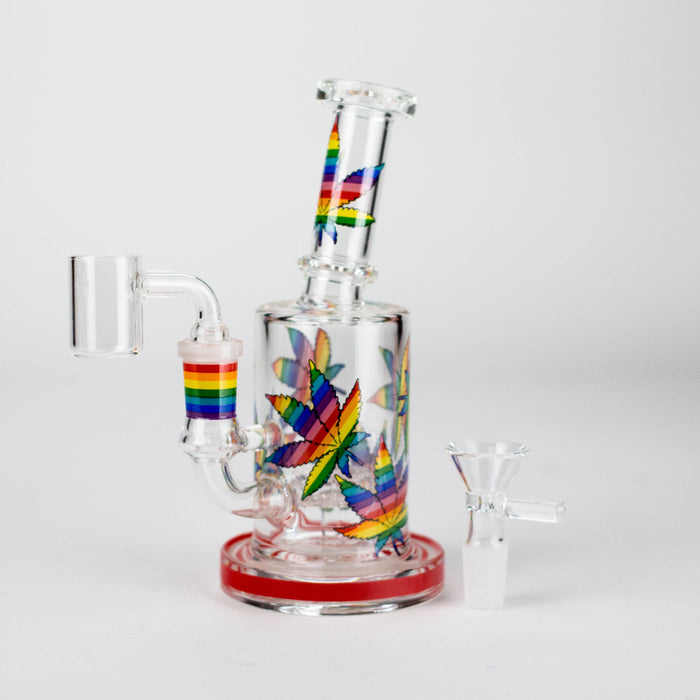 7" 2-in-1 Leaves Design Dab Rig with Perc, Banger and Bowl