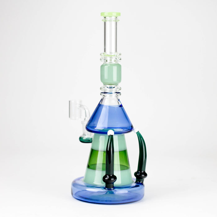 11" 2-in-1 Modern Art Glass Rig with Perc, Heavy Base, Banger & Bowl