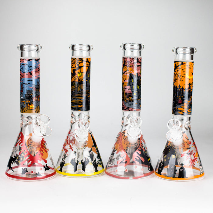 10" Halloween Design Glass Beaker Bong-Glow in the dark
