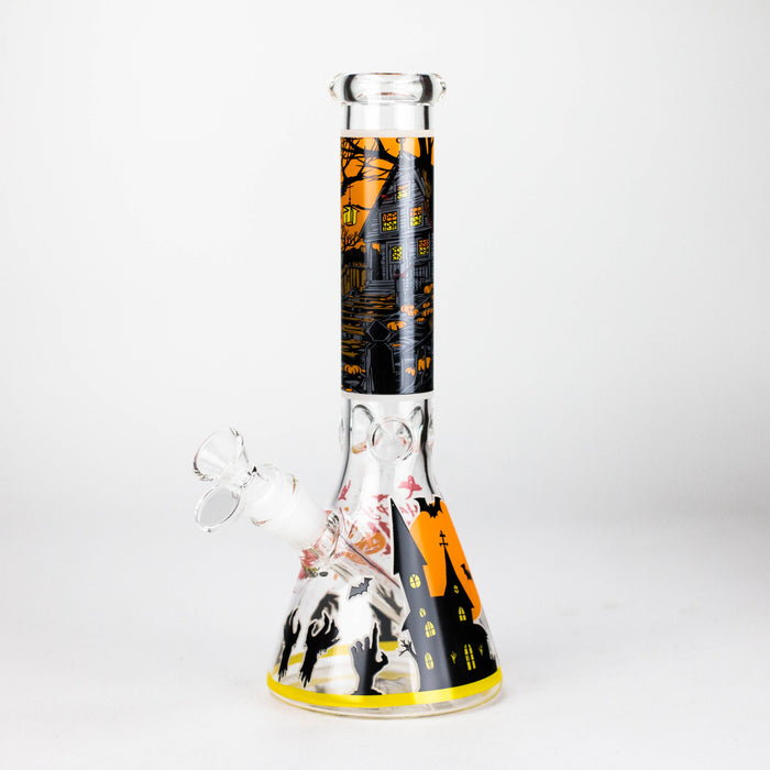 10" Halloween Design Glass Beaker Bong-Glow in the dark