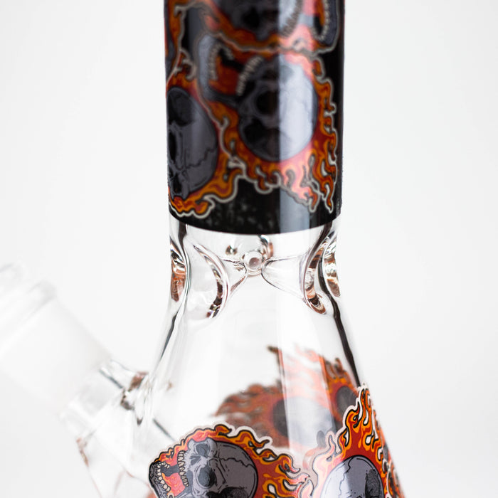 10" Furious Skull Design Glass Beaker Bong-Glow in the dark