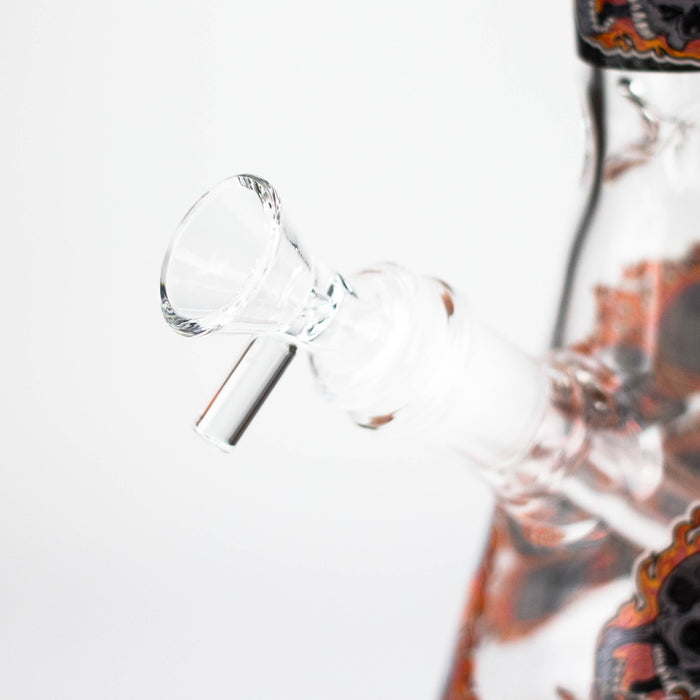 10" Furious Skull Design Glass Beaker Bong-Glow in the dark