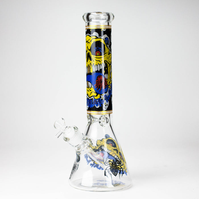 14" Monster Design 7mm Thick Heavy Duty Glass Beaker Bong